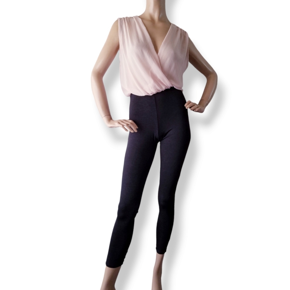 Pint Shop Cream & Black Color Block Mixed Media Jumpsuit